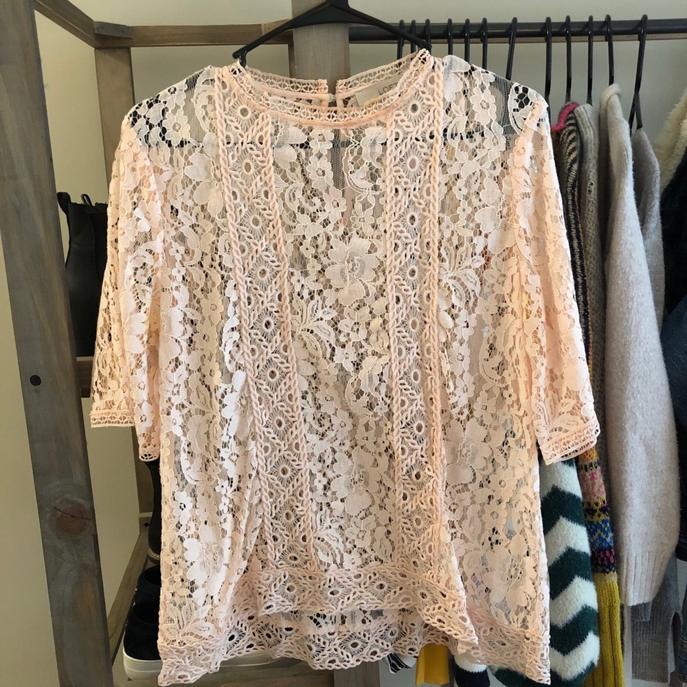 Loft Pink Lace Top